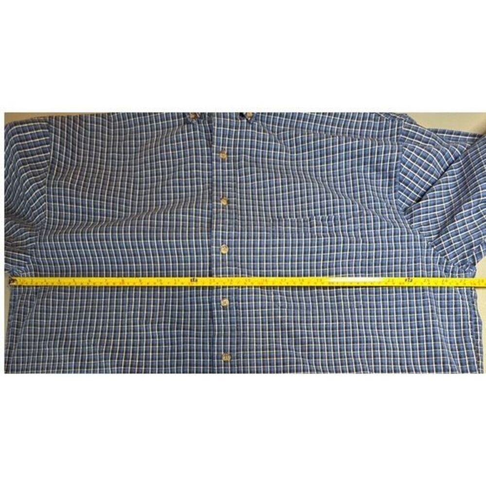 Eddie Bauer Mens XL Tall Long Sleeve Button Down Blue Plaid Shirt - Picture 5 of 9